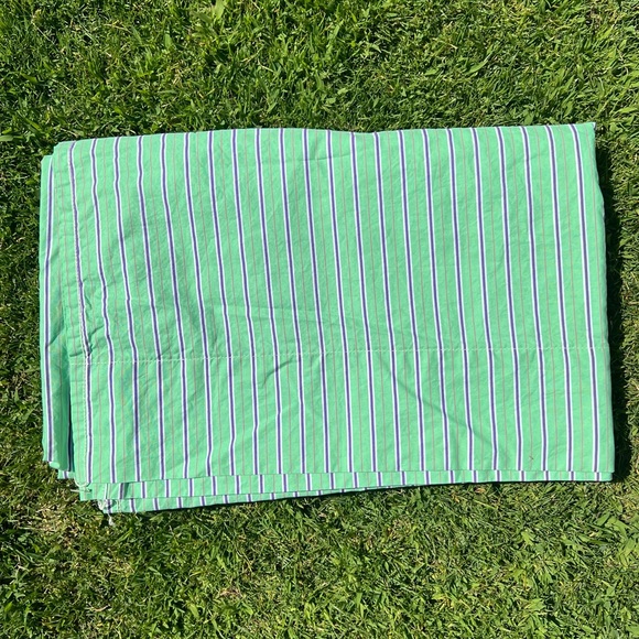 Vintage Ralph Lauren Hampton Beach Club Striped Flat Sheet Twin Italy GUC - Picture 1 of 7